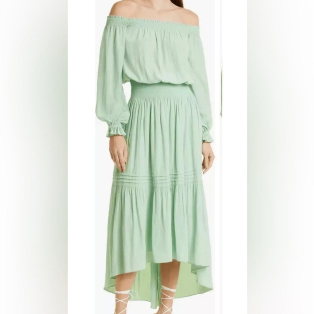 Ramy Brook, The Homer Mint Green, Off-Shoulder dress.